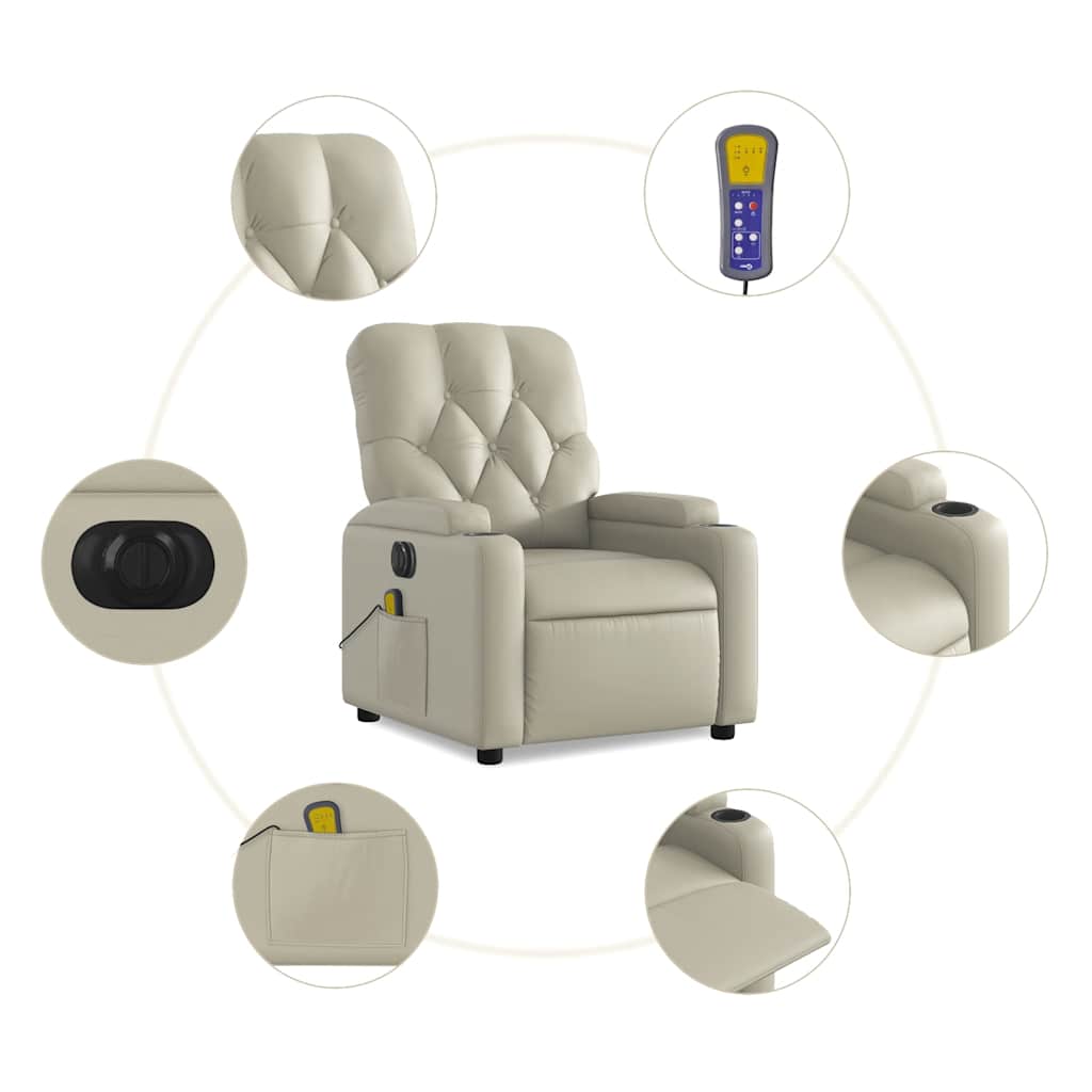 Fauteuil de massage électrique en similicuir crème