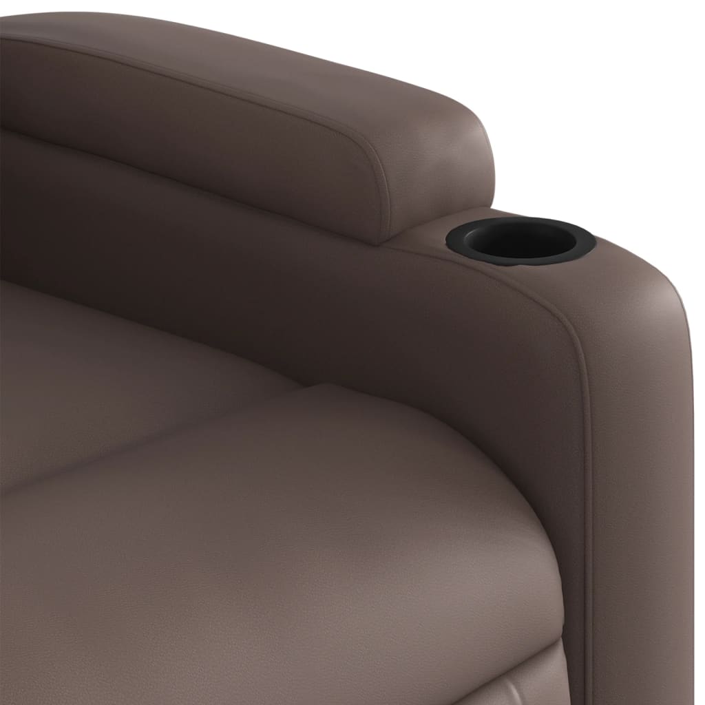 Fauteuil inclinable avec aide à la verticalisation en similicuir marron