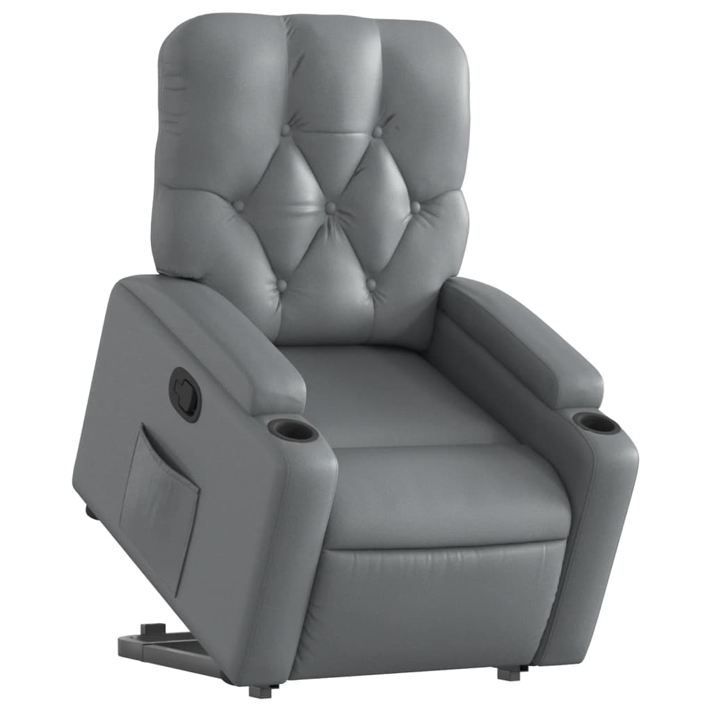 Fauteuil inclinable avec aide à la verticalisation, similicuir gris