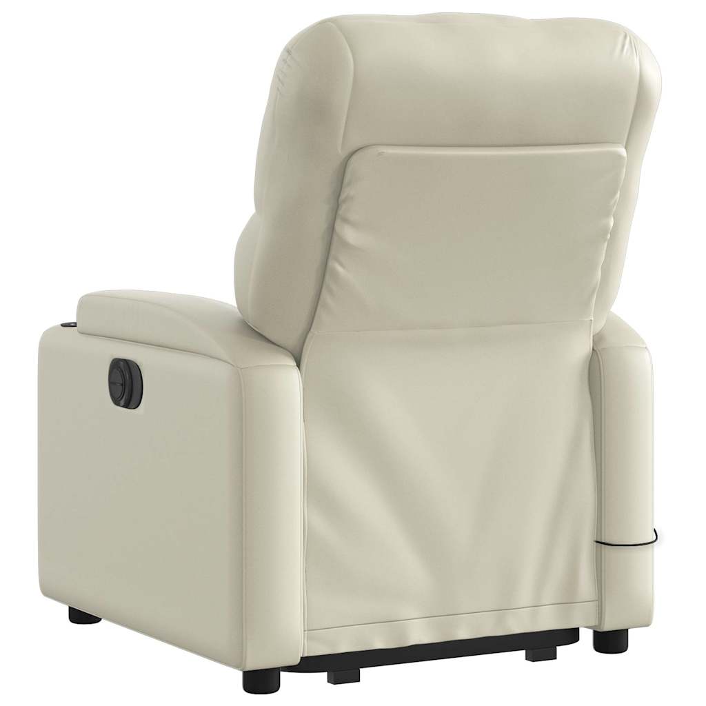 Fauteuil de massage avec aide au verticalisation en cuir artificiel crème
