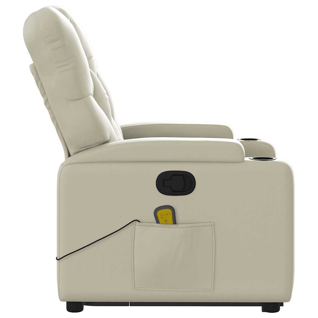 Fauteuil de massage avec aide au verticalisation en cuir artificiel crème