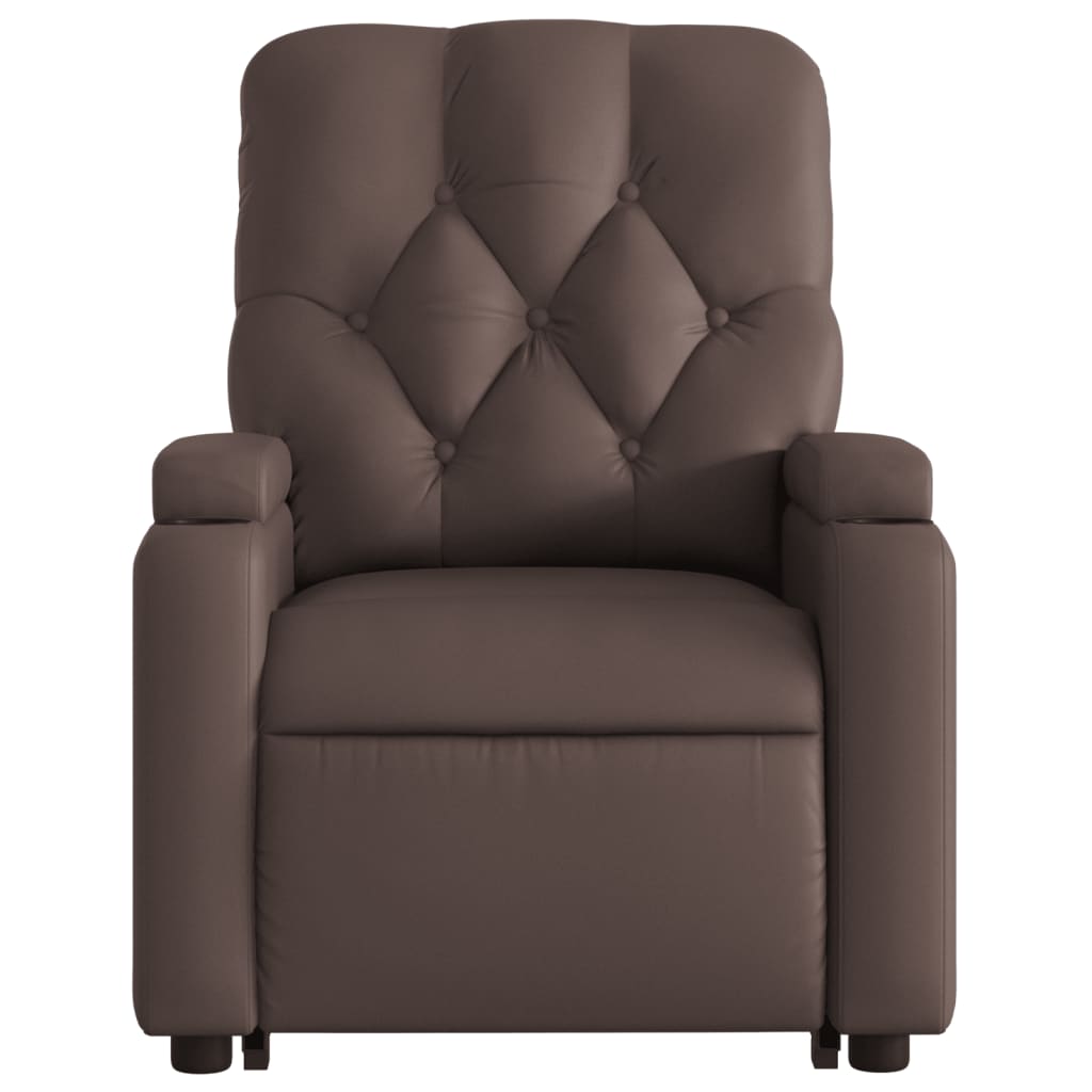 Fauteuil inclinable avec releveur électrique, simili cuir marron