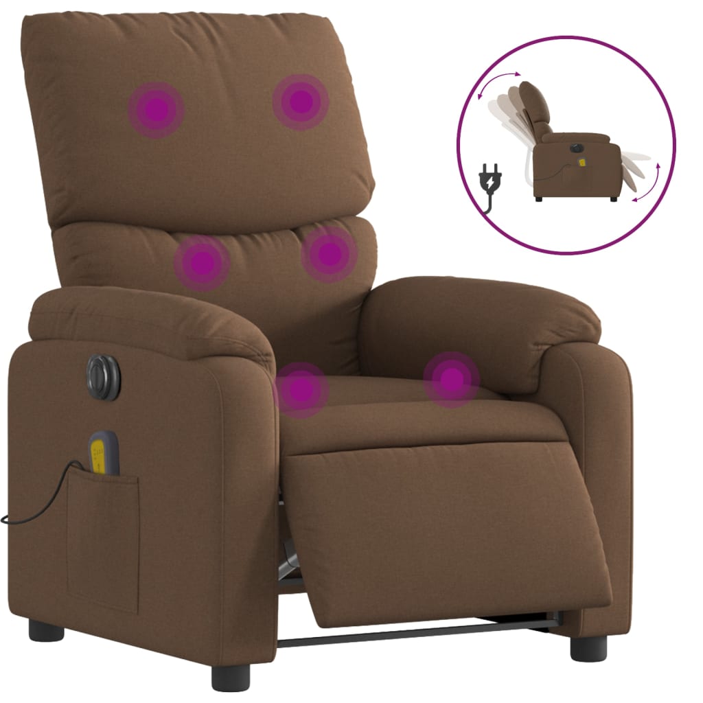 Fauteuil de massage électrique en tissu marron