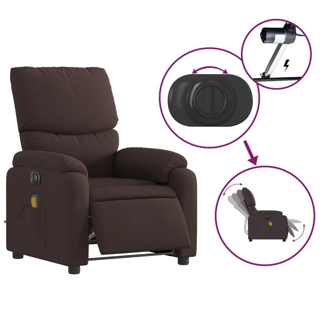Electric Massage Chair Dark Brown Fabric