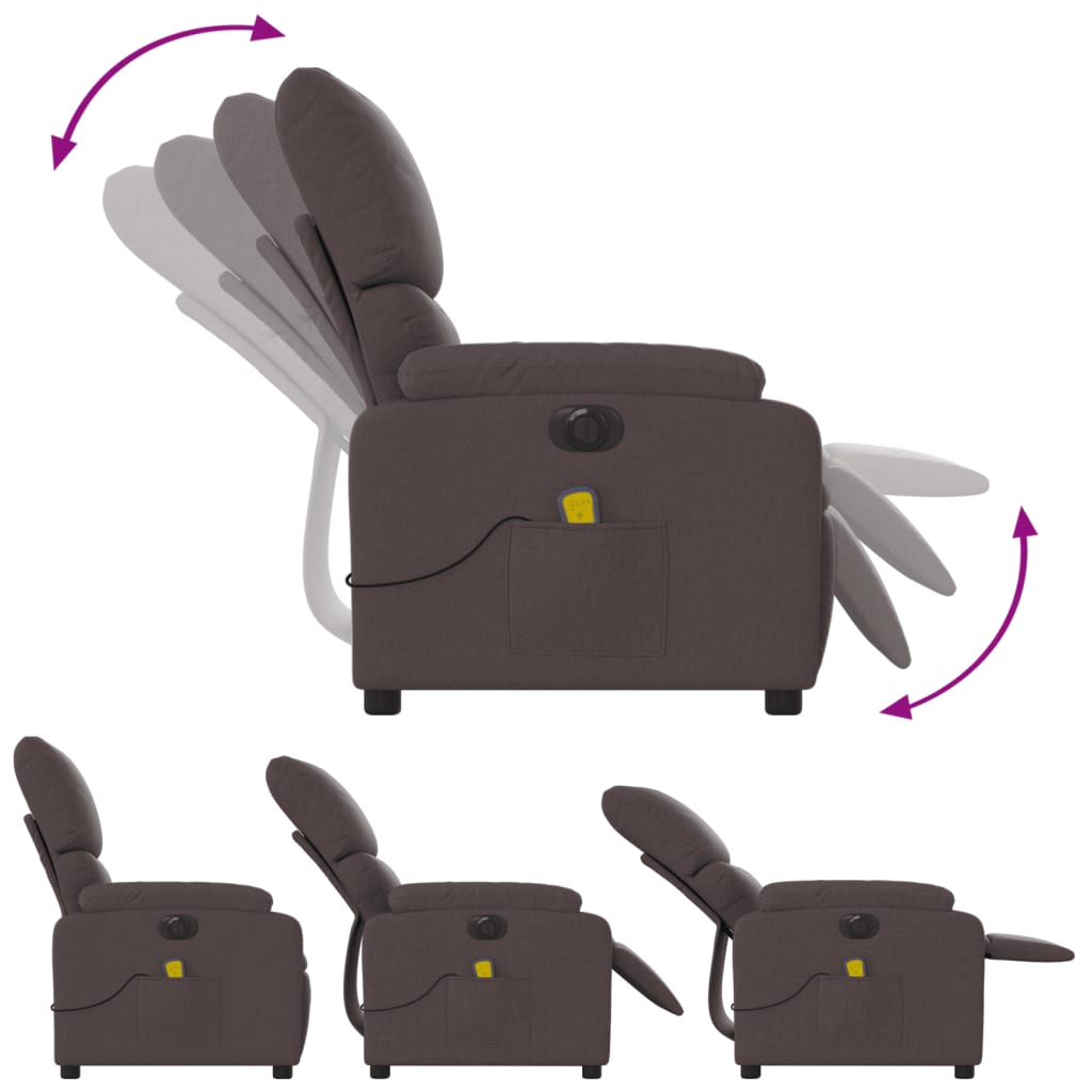 Electric Massage Chair Dark Brown Fabric