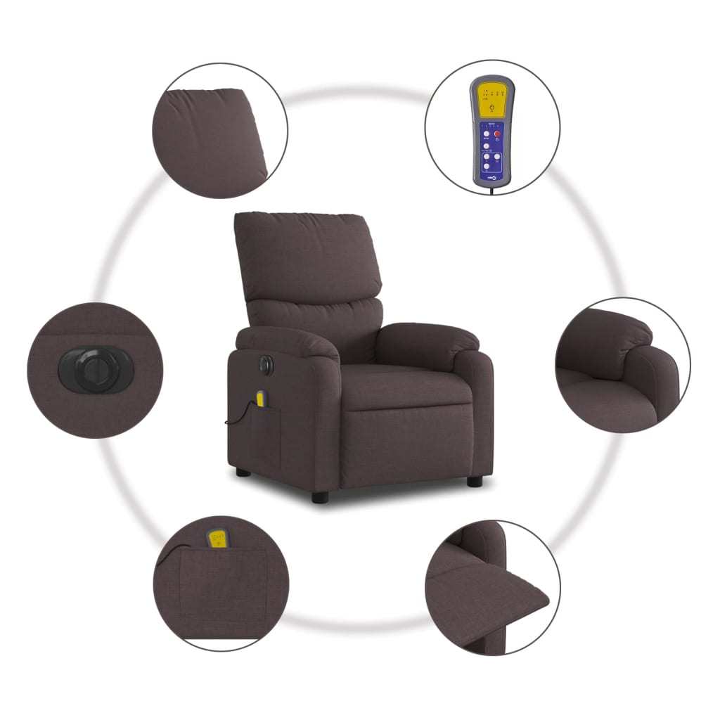 Electric Massage Chair Dark Brown Fabric