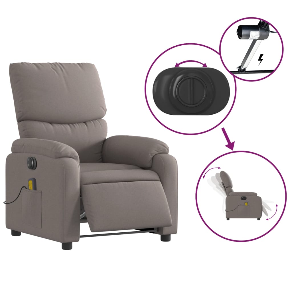 Fauteuil de massage électrique en tissu taupe