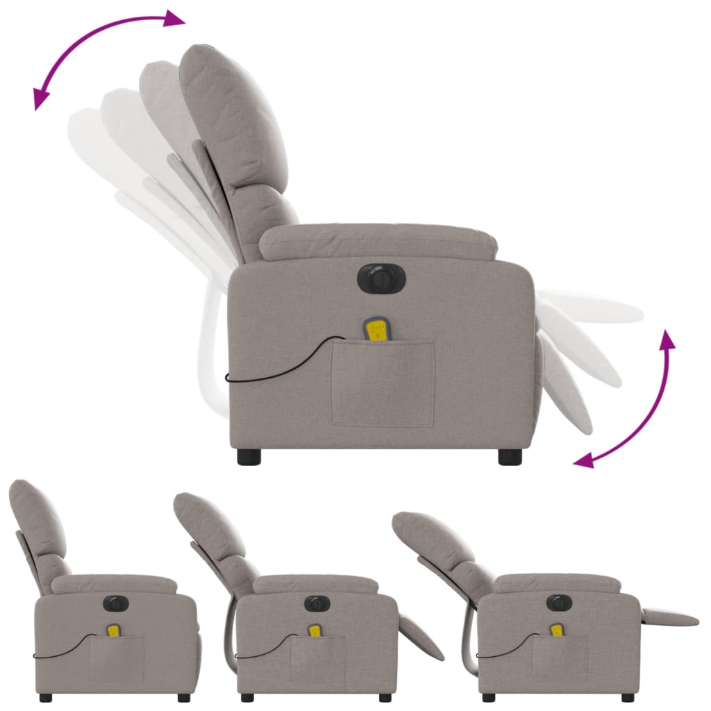 Fauteuil de massage électrique en tissu taupe
