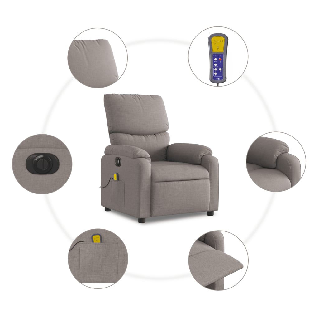 Fauteuil de massage électrique en tissu taupe