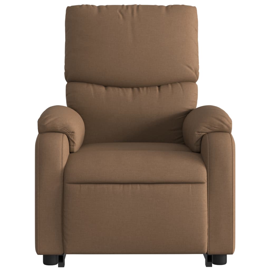 Fauteuil de massage avec aide à la verticalisation en tissu marron