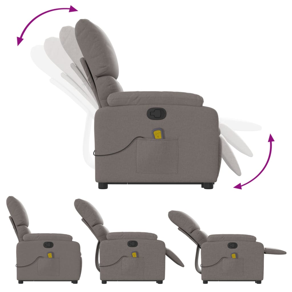 Fauteuil de massage avec aide au verticalisation en tissu taupe