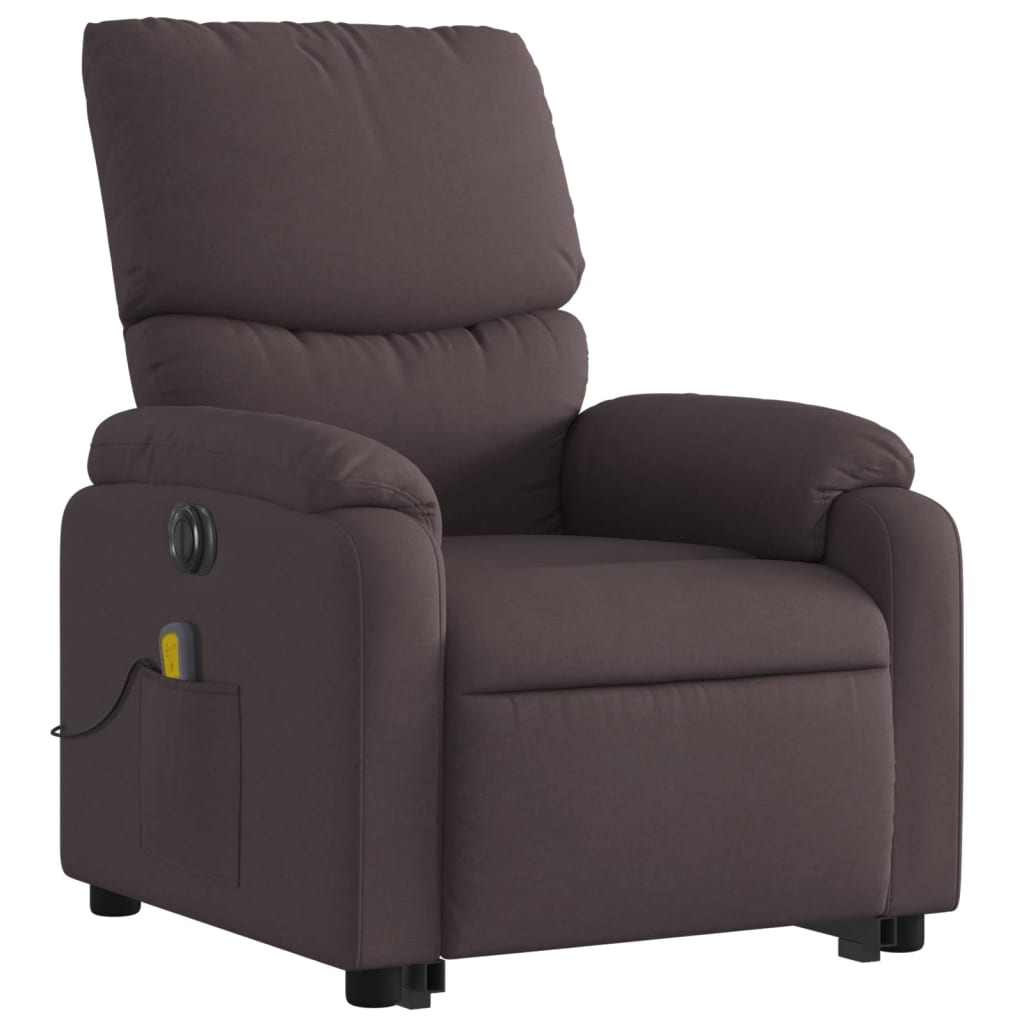 Fauteuil de massage électrique avec aide à la verticalisation, tissu marron foncé