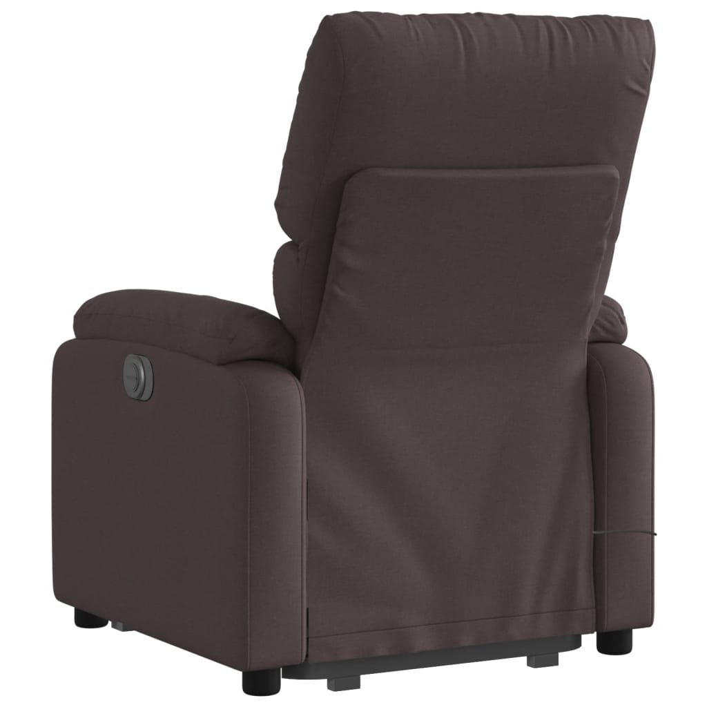 Fauteuil de massage électrique avec aide à la verticalisation, tissu marron foncé