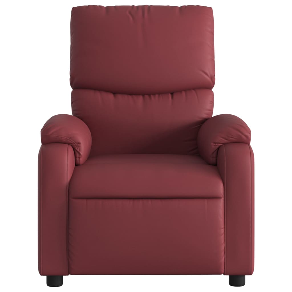 Fauteuil inclinable électrique en cuir artificiel rouge vin