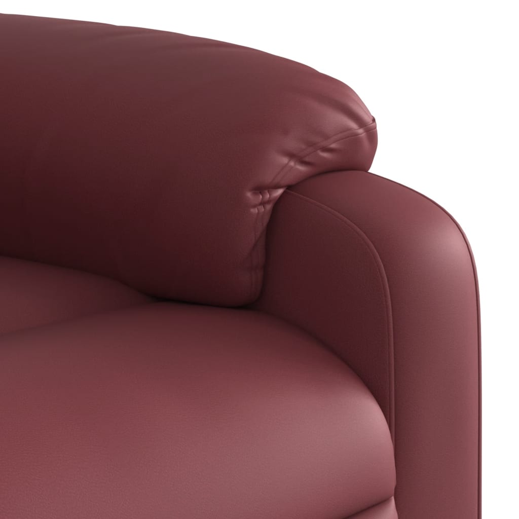 Fauteuil inclinable électrique en cuir artificiel rouge vin
