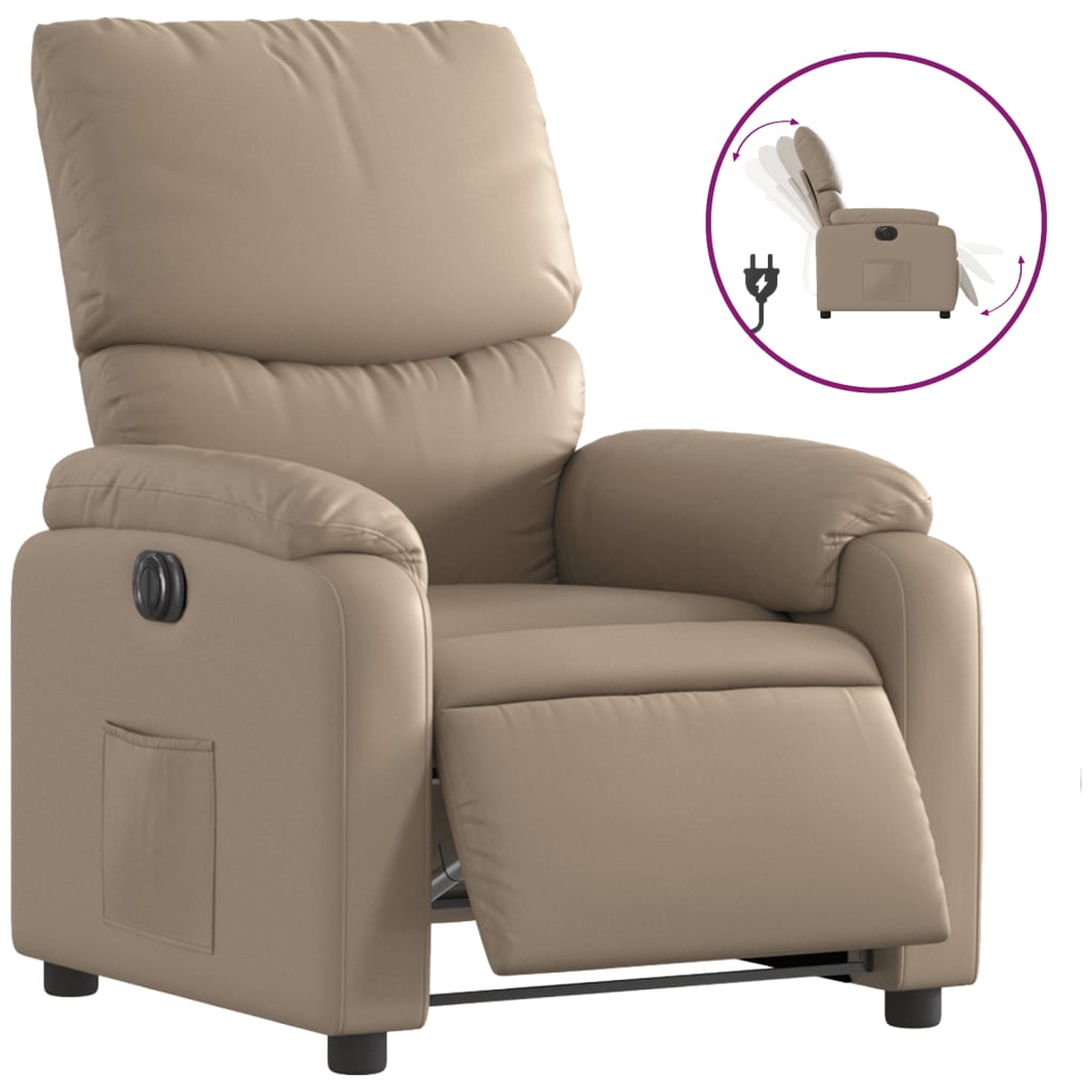 Fauteuil inclinable électrique en similicuir marron cappuccino