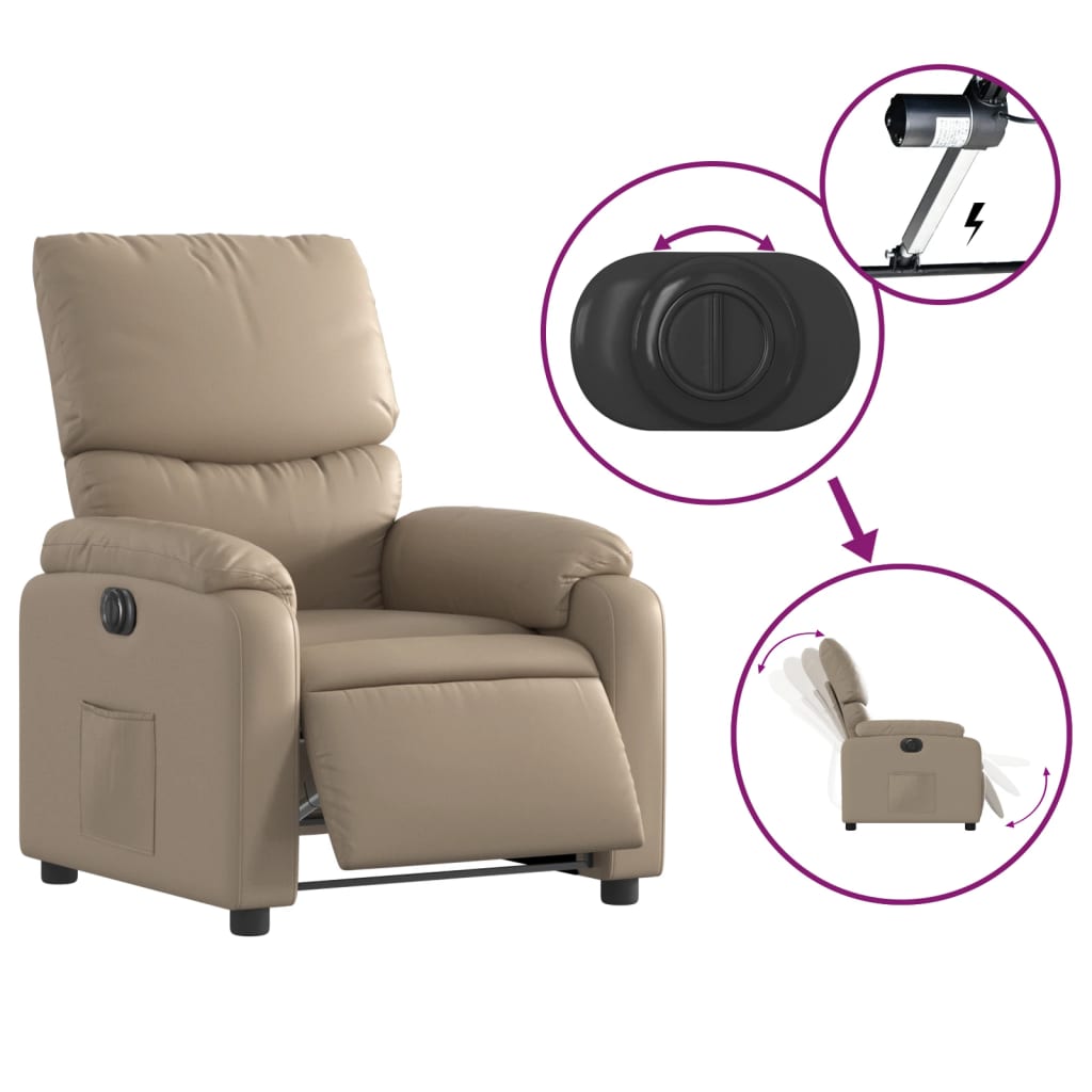 Fauteuil inclinable électrique en similicuir marron cappuccino