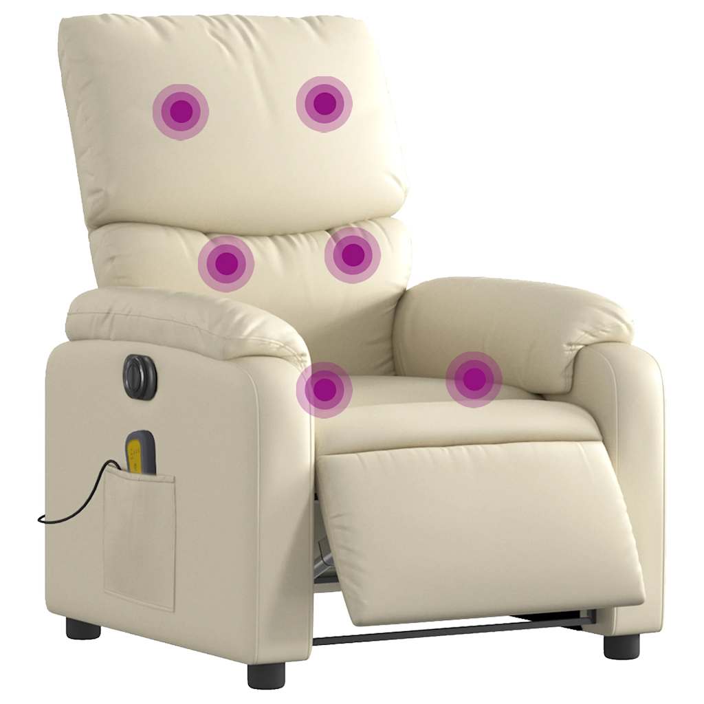 Fauteuil de massage électrique en similicuir crème