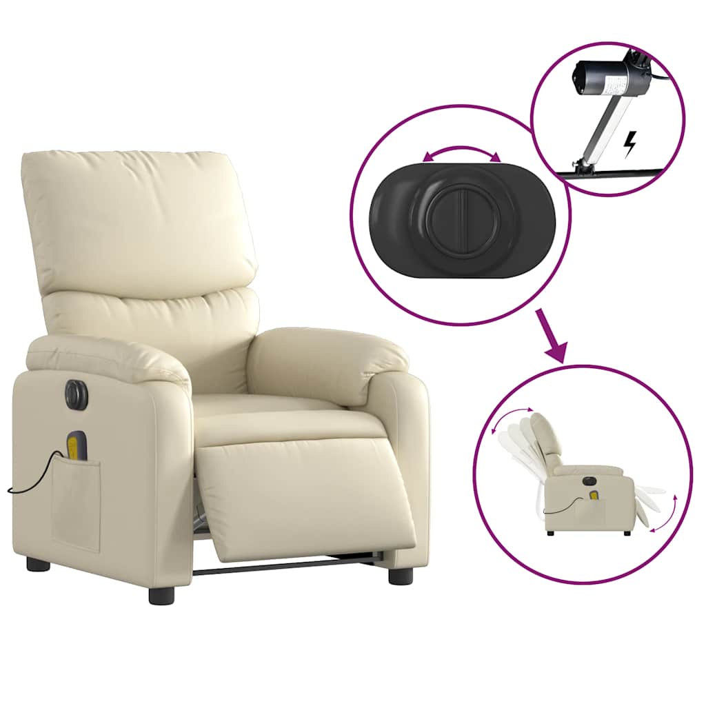 Fauteuil de massage électrique en similicuir crème