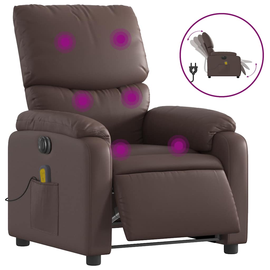 Fauteuil de massage électrique en simili cuir marron