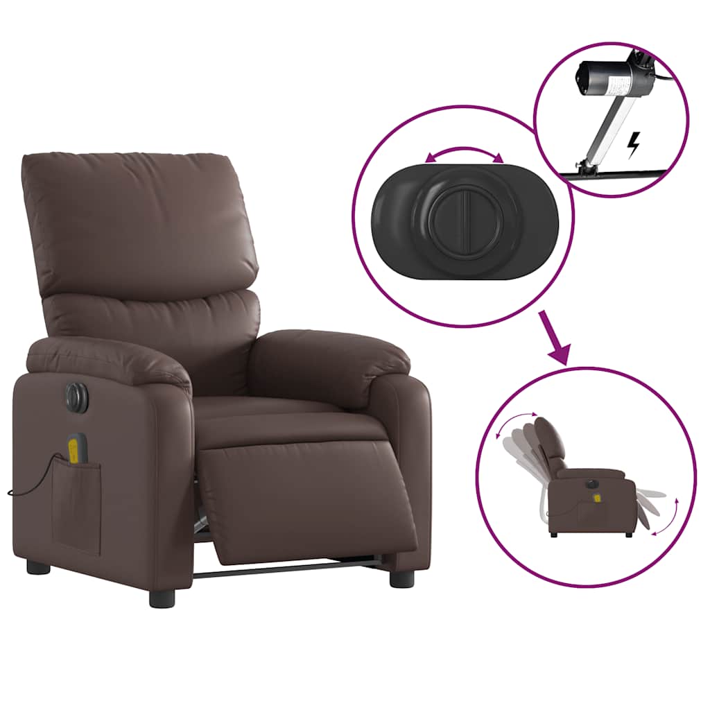 Fauteuil de massage électrique en simili cuir marron