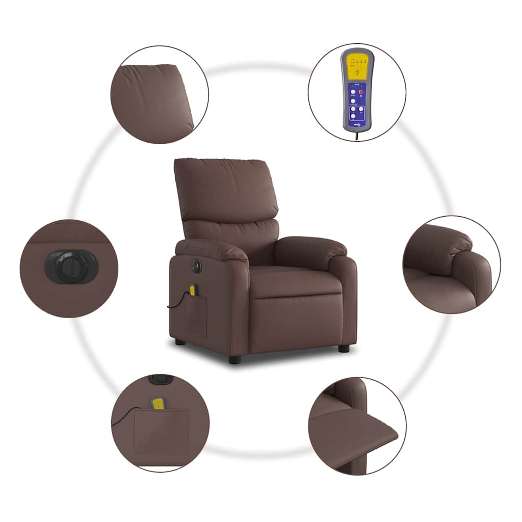 Fauteuil de massage électrique en simili cuir marron