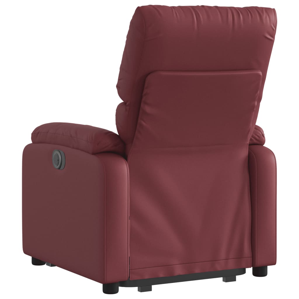Fauteuil relax avec aide à la verticalisation en cuir artificiel rouge vin
