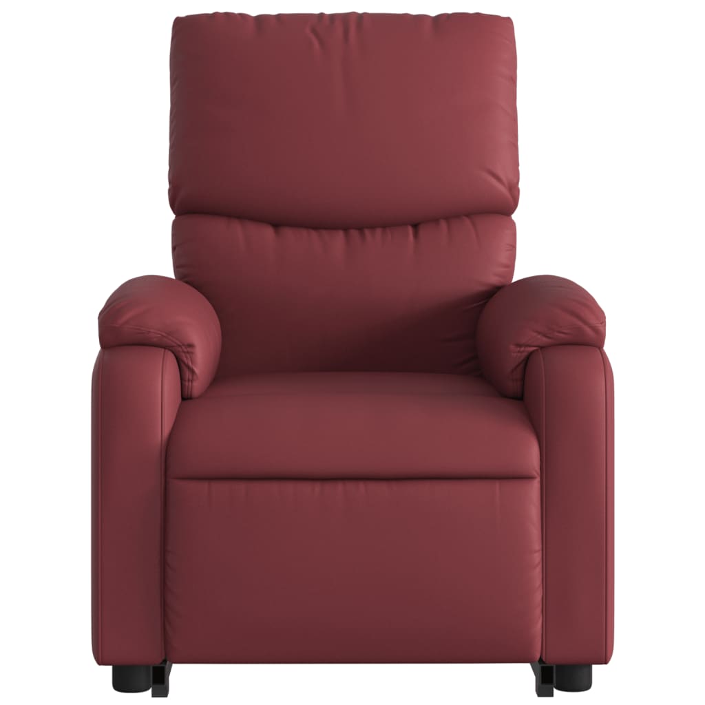 Fauteuil relax avec aide à la verticalisation en cuir artificiel rouge vin