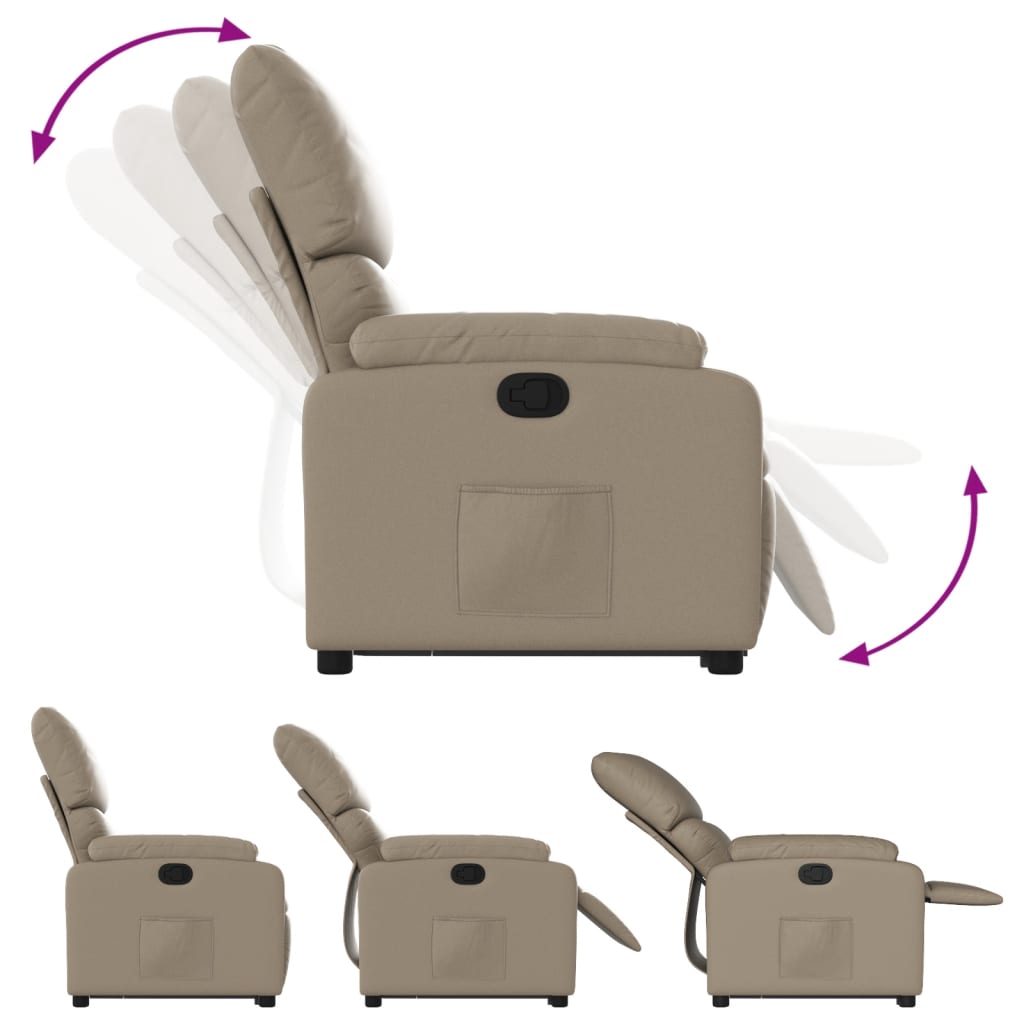 Fauteuil inclinable avec aide à la position debout en cuir artificiel marron cappuccino