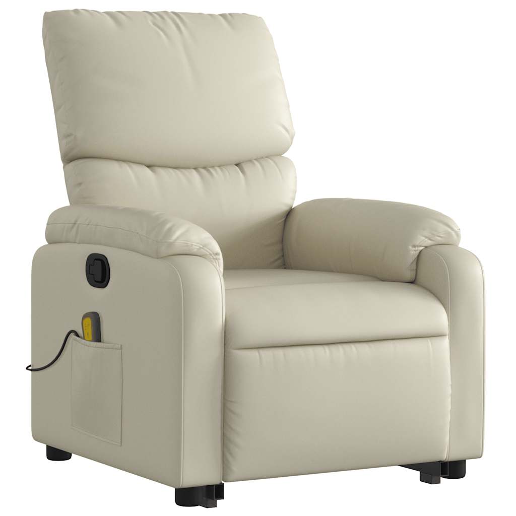 Fauteuil de massage avec aide au verticalisation en cuir artificiel crème
