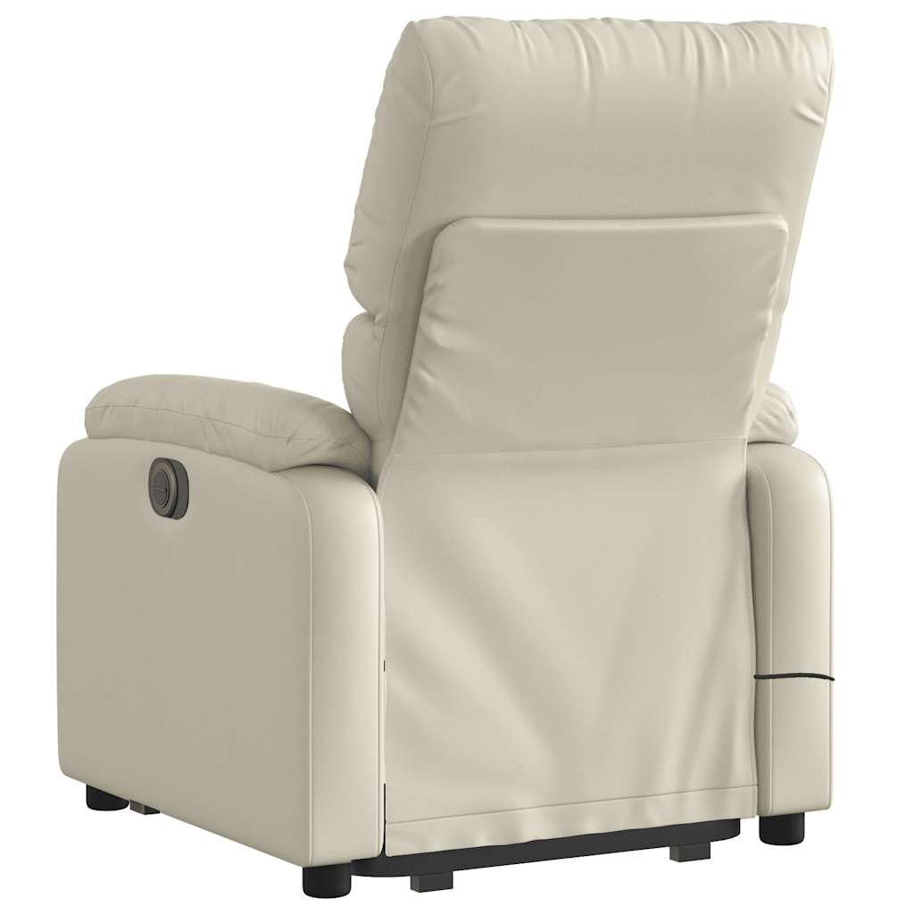 Fauteuil de massage avec aide au verticalisation en cuir artificiel crème