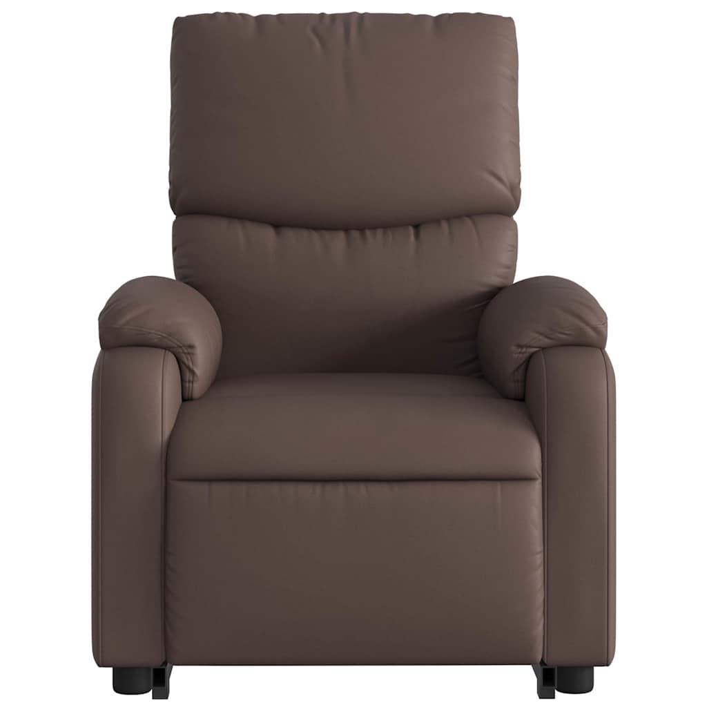 Fauteuil de massage avec aide à la verticalisation en similicuir marron