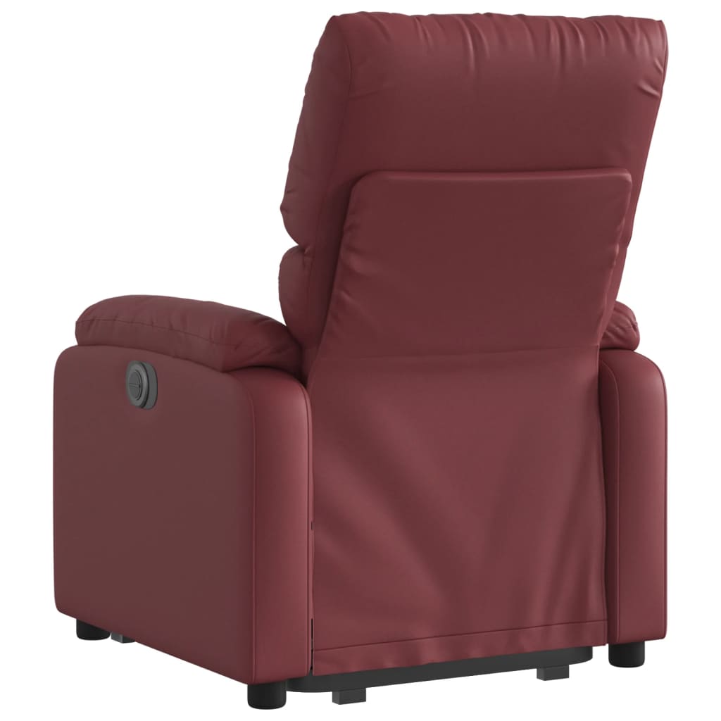 Fauteuil relax avec releveur électrique, rouge vin, cuir artificiel