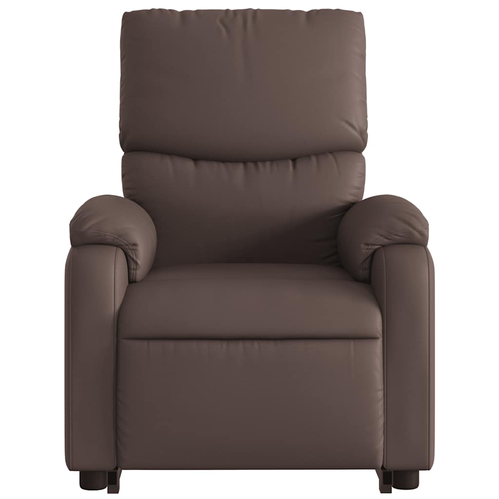 Fauteuil de massage avec aide électrique au verticalisation, simili cuir marron