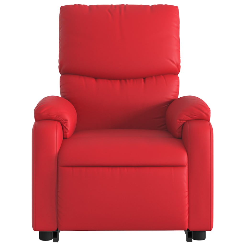 Fauteuil de massage avec aide électrique au verticalisation, rouge, cuir artificiel