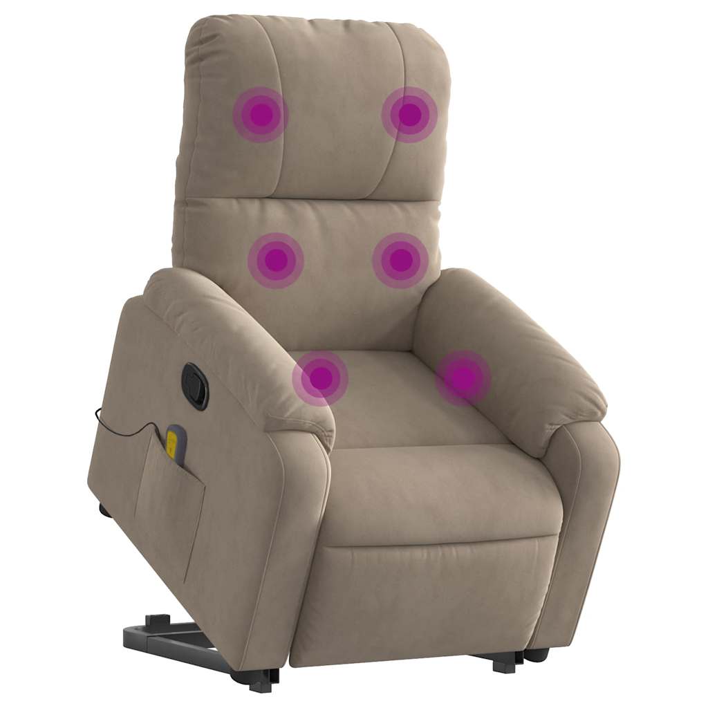 Massagesessel mit Aufstehhilfe Taupe Mikrofasergewebe