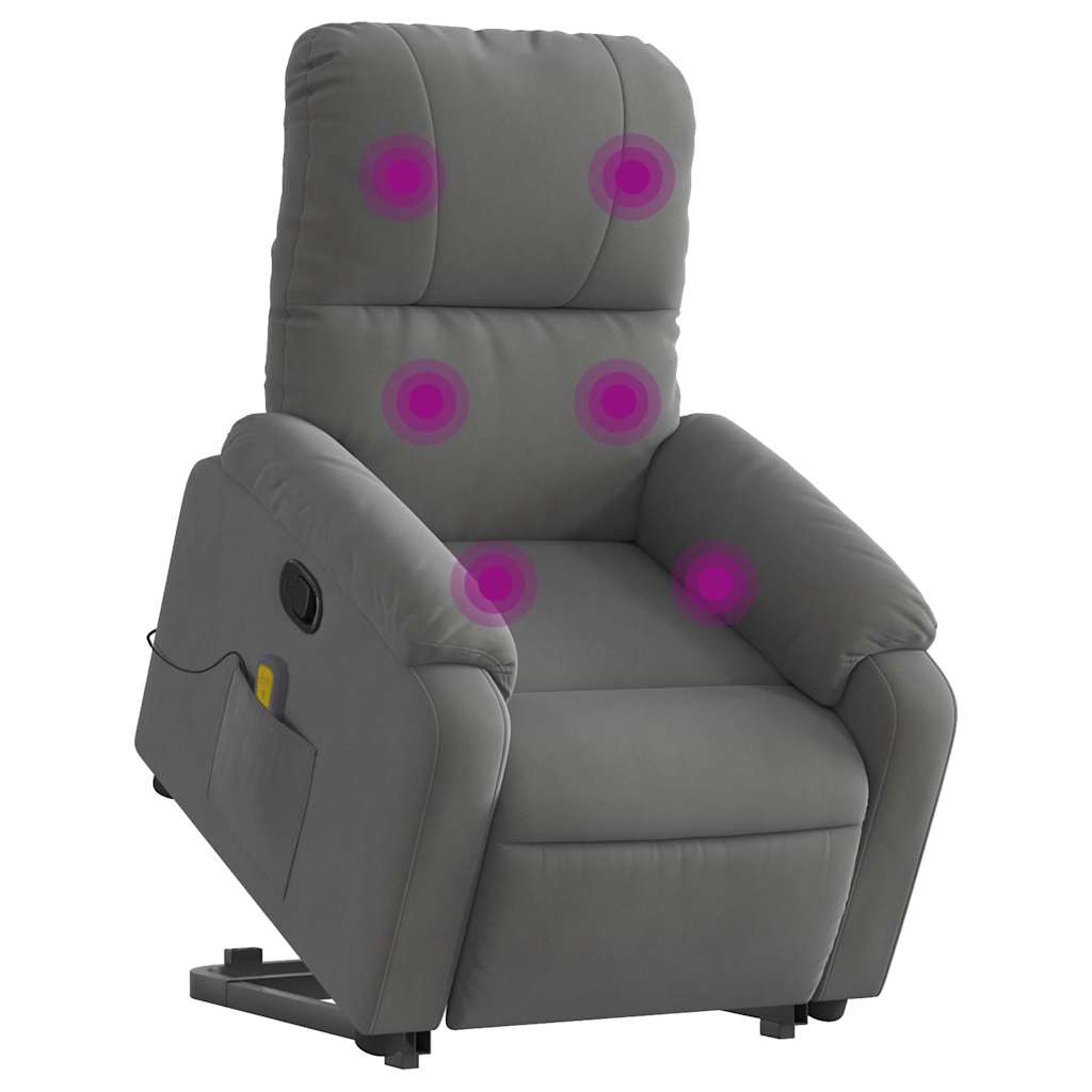 Massagesessel mit Aufstehhilfe Dunkelgrau Mikrofasergewebe