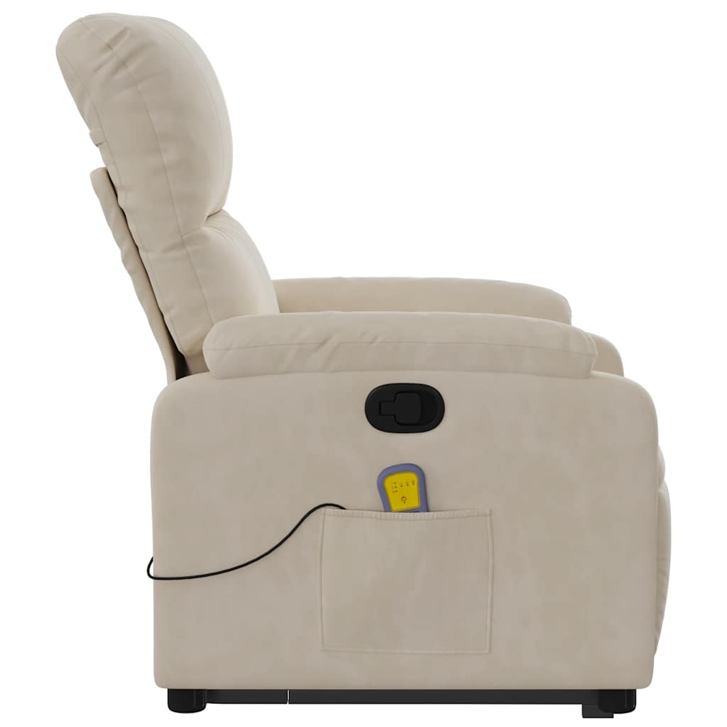 Fauteuil de massage avec aide au verticalisation en tissu microfibre beige