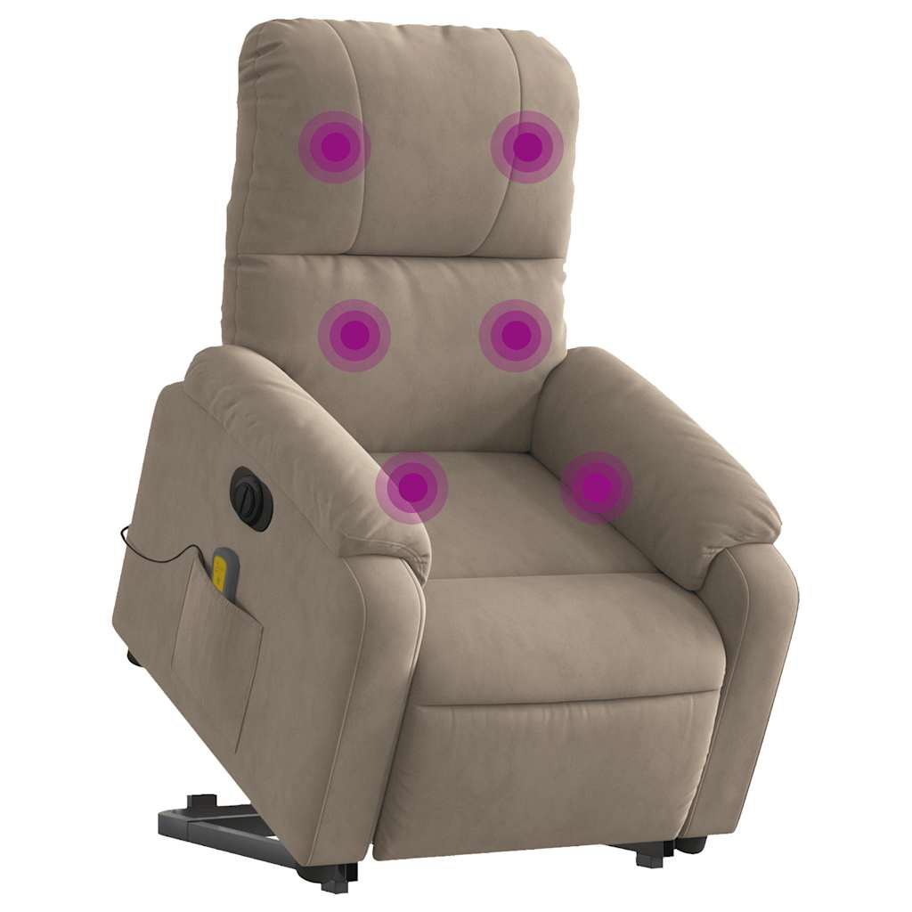 Massagesessel Aufstehhilfe Elektrisch Taupe Mikrofasergewebe