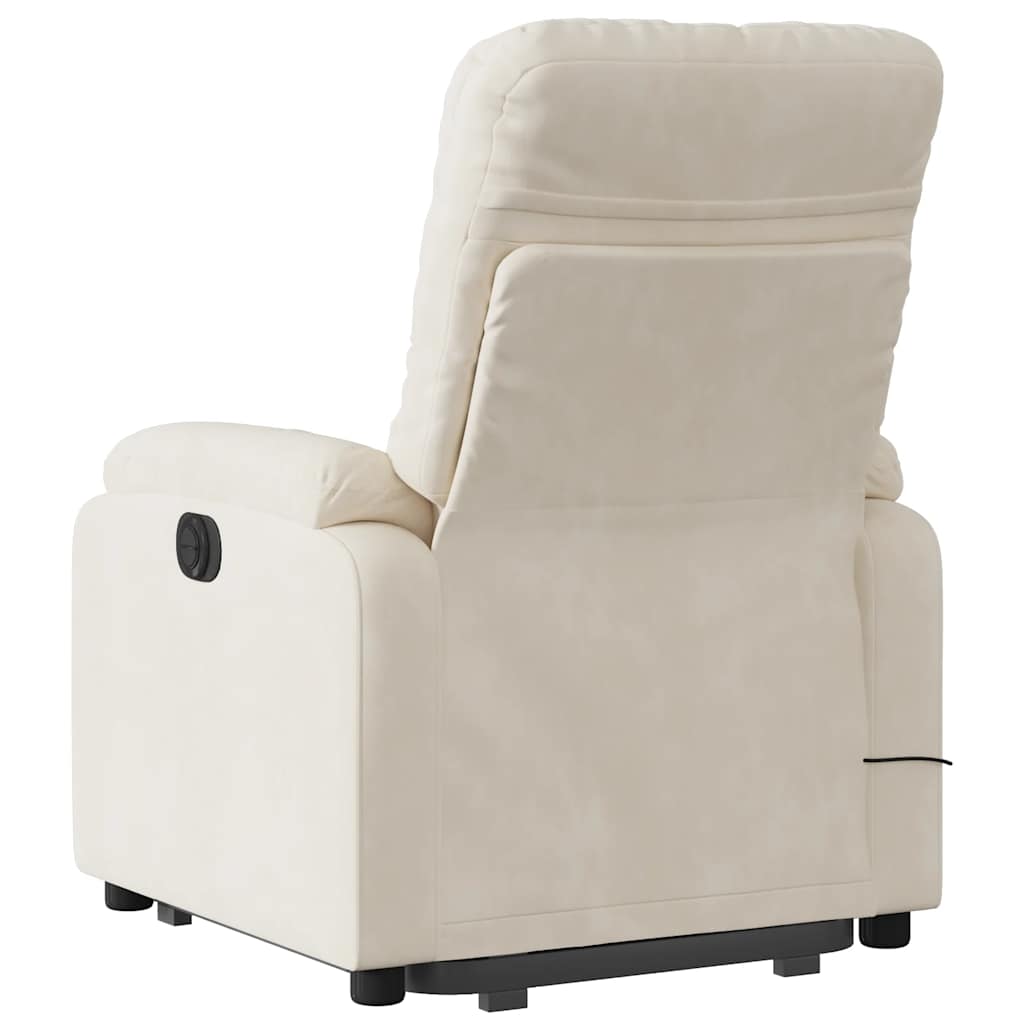 Fauteuil de massage avec releveur électrique, tissu microfibre beige
