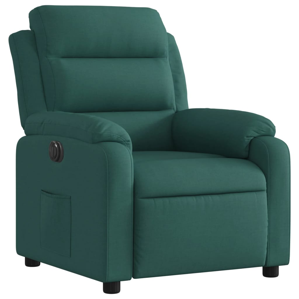 Fauteuil inclinable électrique en tissu vert foncé