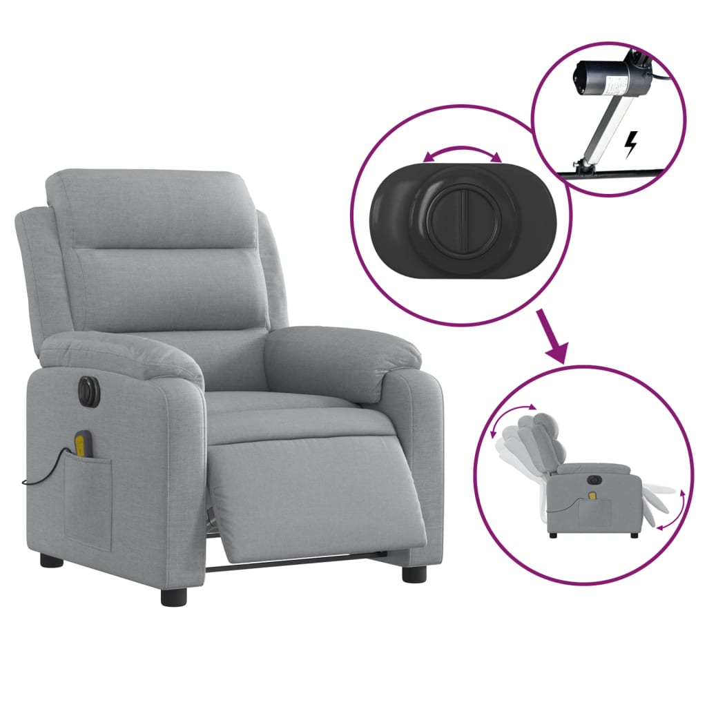 Electric massage chair light grey fabric