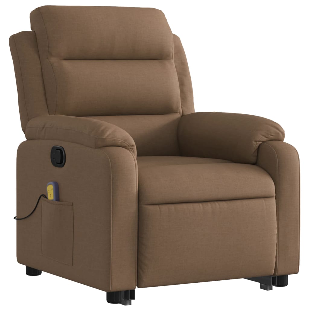 Massage chair with stand-up aid brown fabric