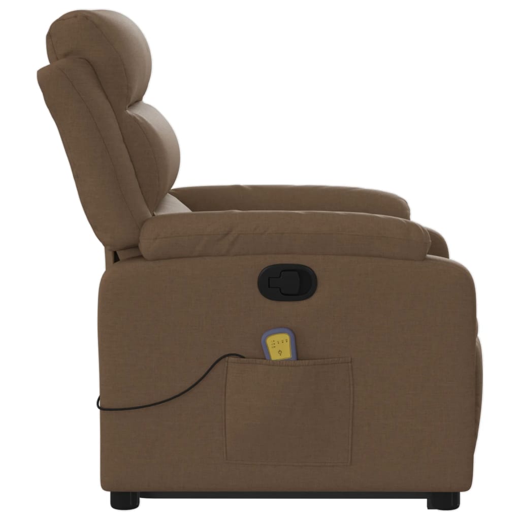 Massage chair with stand-up aid brown fabric