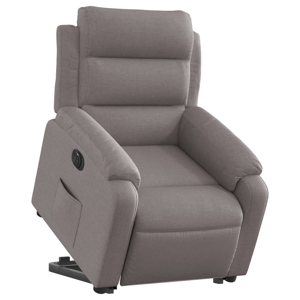 Relaxing chair with electric riser in taupe fabric