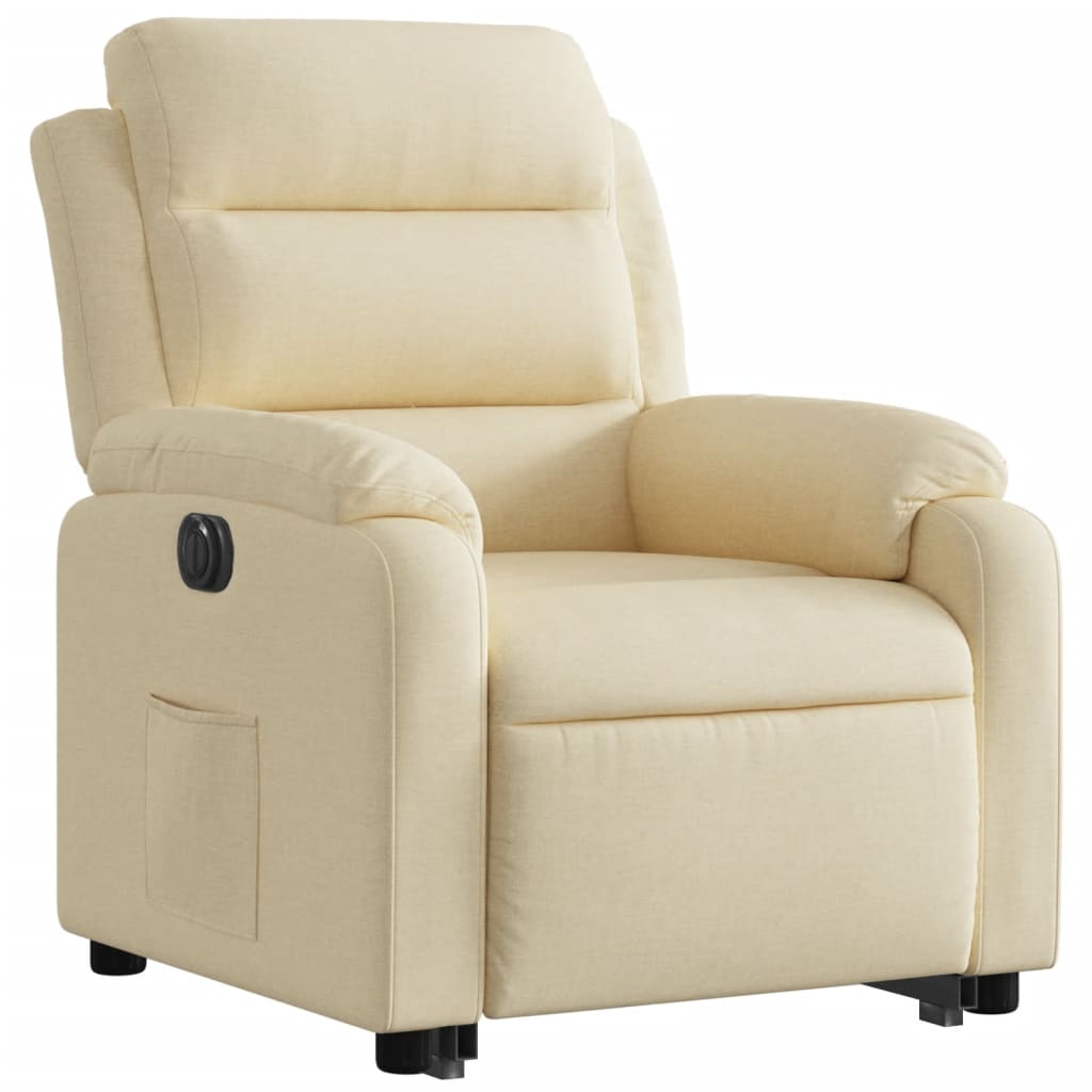 Relaxing chair with electric riser in cream fabric