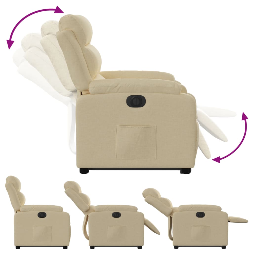 Relaxing chair with electric riser in cream fabric