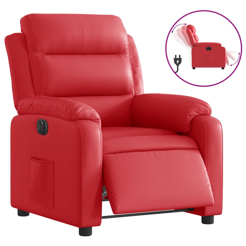 Electric recliner chair red faux leather