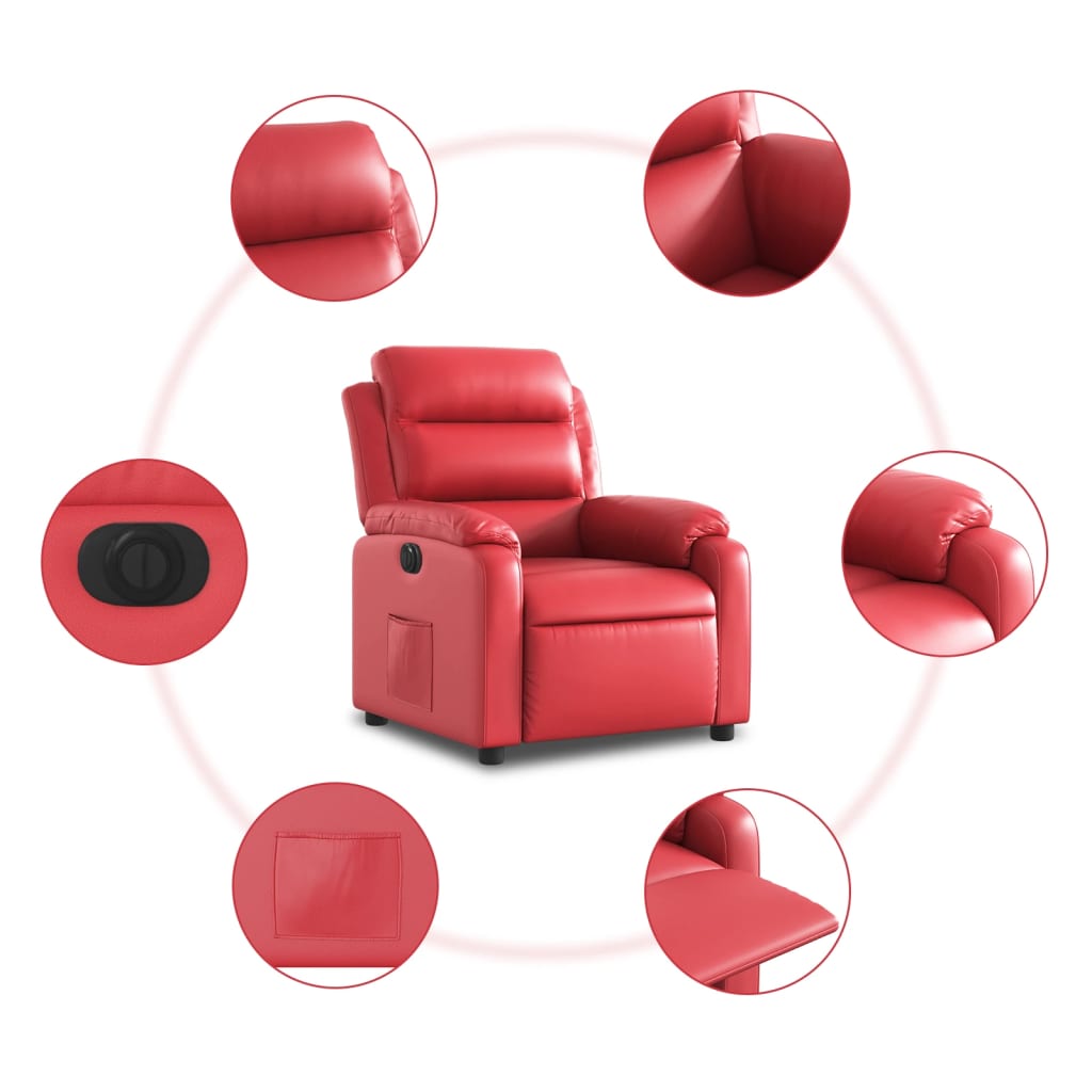 Electric recliner chair red faux leather