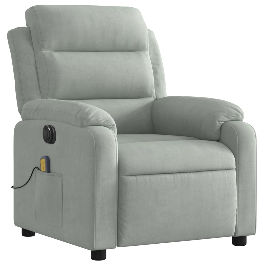 Electric Massage Chair Light Grey Velvet